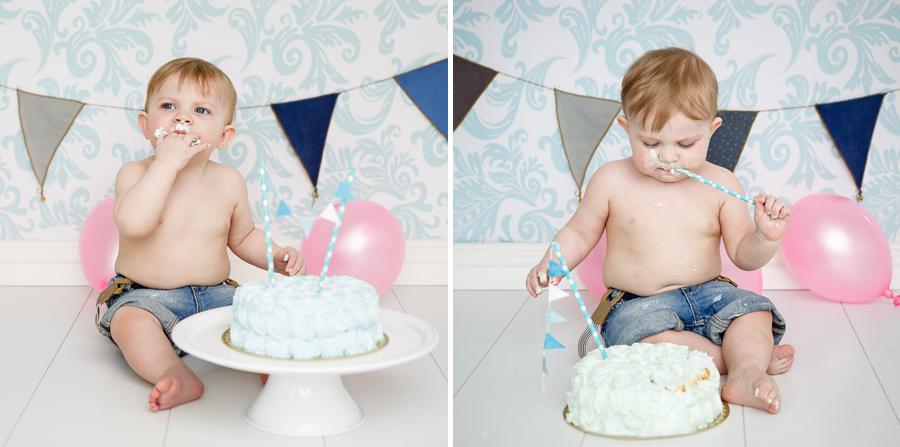 vincent smash the cake ettårsfotografering barnfotografering fotograf sundsvall matfors lisa hulling